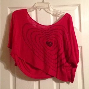 WET SEAL "Love is Love" Asymmetrical Pink Shirt